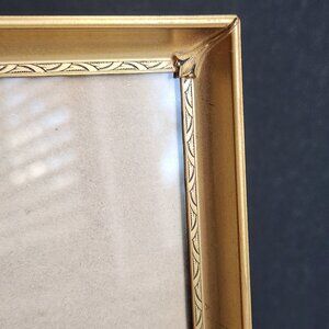 Vtg Art Deco Brass Floral Corner Velvet Easel Back Photo Picture Frame 8x10"